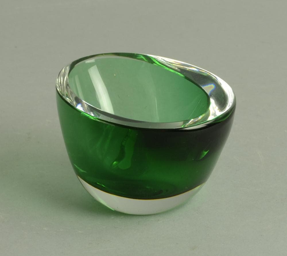 Vicke Lindstrand for Kosta Green glass vase N8448 - Freeforms