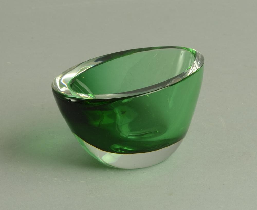 Vicke Lindstrand for Kosta Green glass vase N8448 - Freeforms