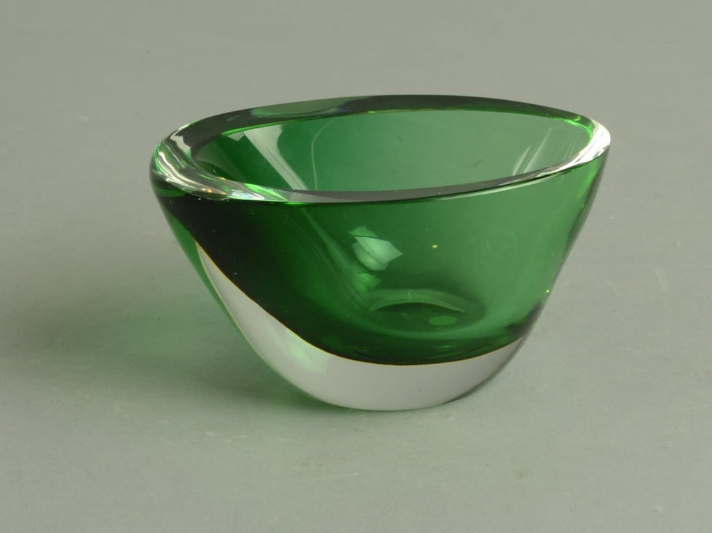 Vicke Lindstrand for Kosta Green glass vase N8448 - Freeforms