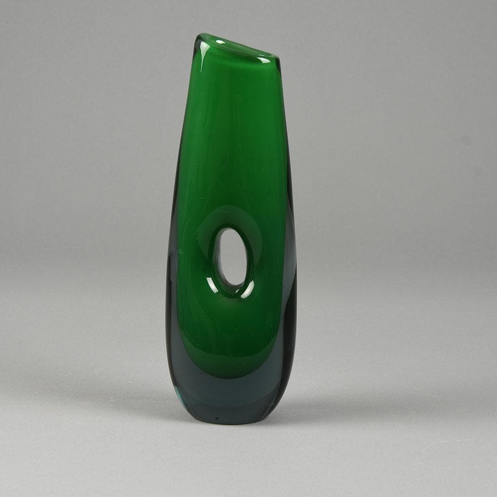 Vicke Lindstrand for Kosta, pierced "Sommerso" vase in green D6342 - Freeforms