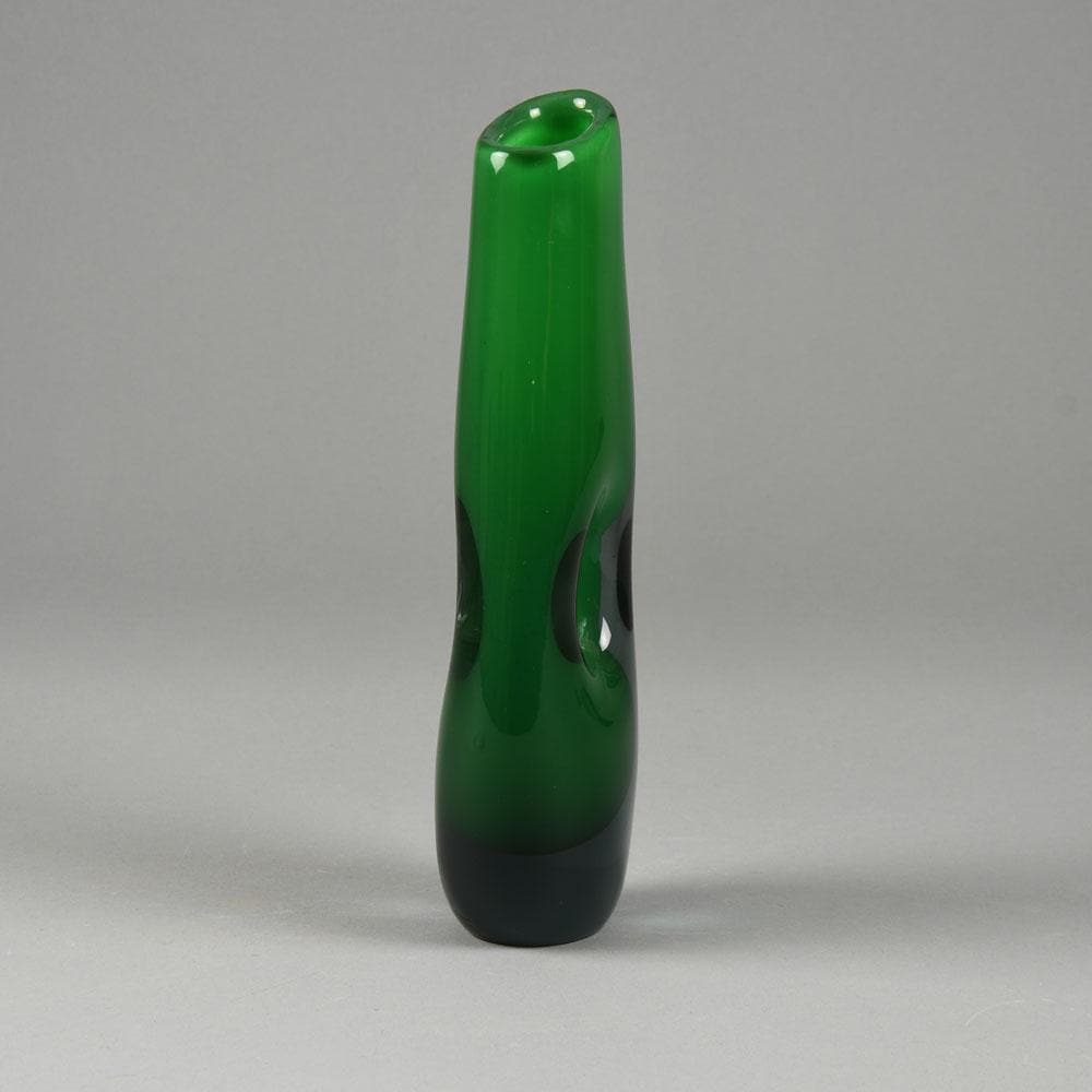 Vicke Lindstrand for Kosta, pierced "Sommerso" vase in green D6342 - Freeforms