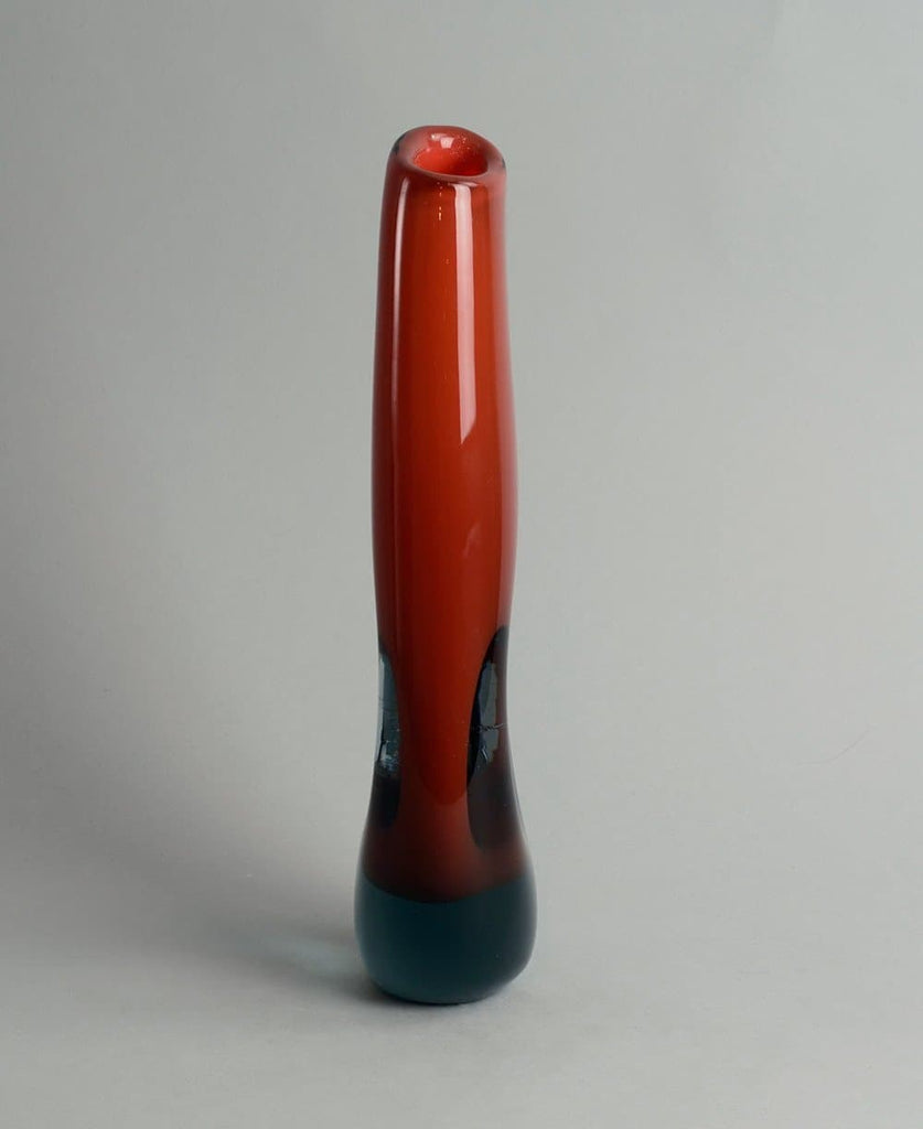 Vicke Lindstrand for Kosta, pierced "Sommerso" vase in red A1638 - Freeforms