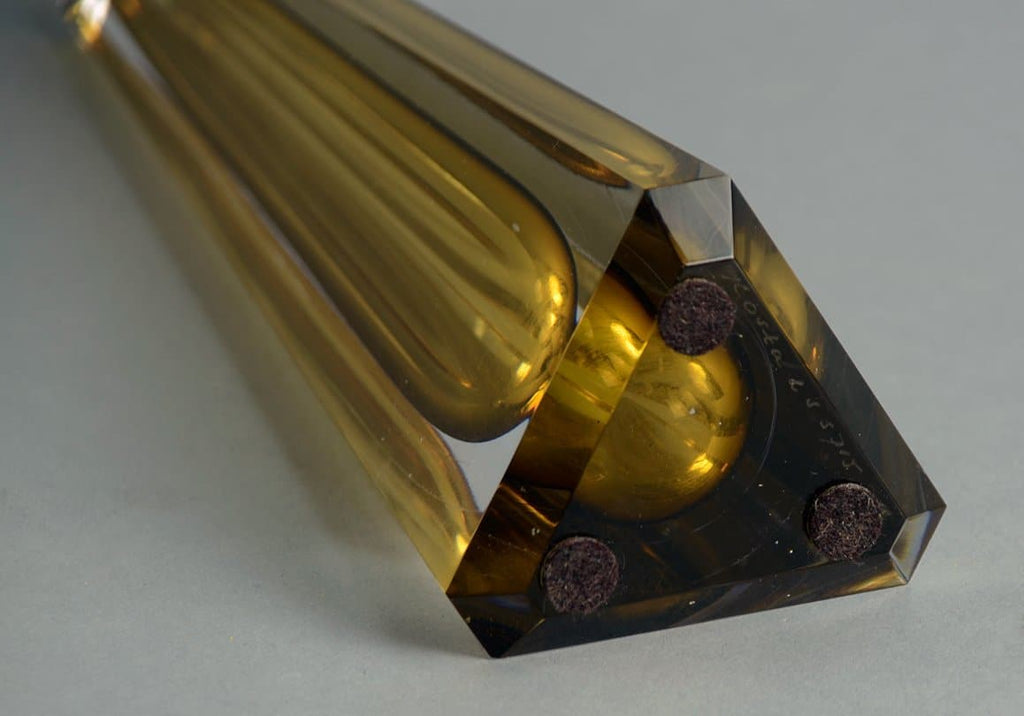 Vicke Lindstrand for Kosta prisma vase in yellow and clear N8180 - Freeforms