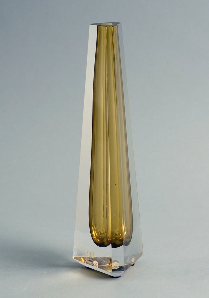 Vicke Lindstrand for Kosta prisma vase in yellow and clear N8180 - Freeforms