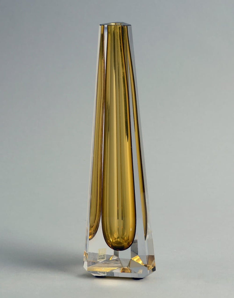 Vicke Lindstrand for Kosta prisma vase in yellow and clear N8180 - Freeforms