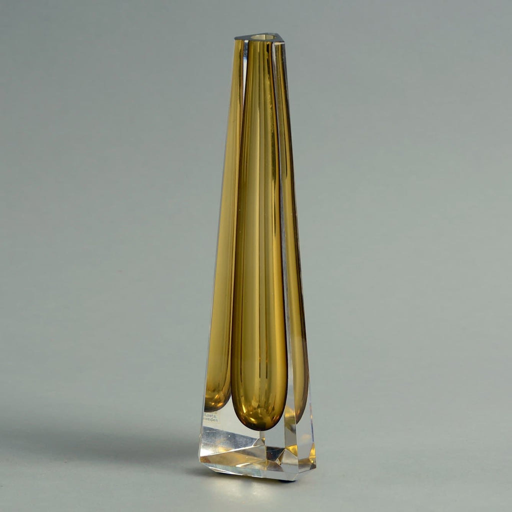 Vicke Lindstrand for Kosta prisma vase in yellow and clear N8180 - Freeforms