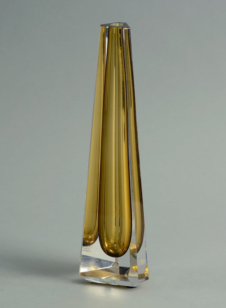 Vicke Lindstrand for Kosta prisma vase in yellow and clear N8180 - Freeforms