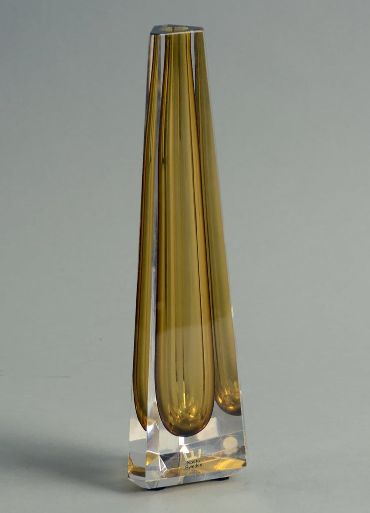 Vicke Lindstrand for Kosta prisma vase in yellow and clear N8180 - Freeforms