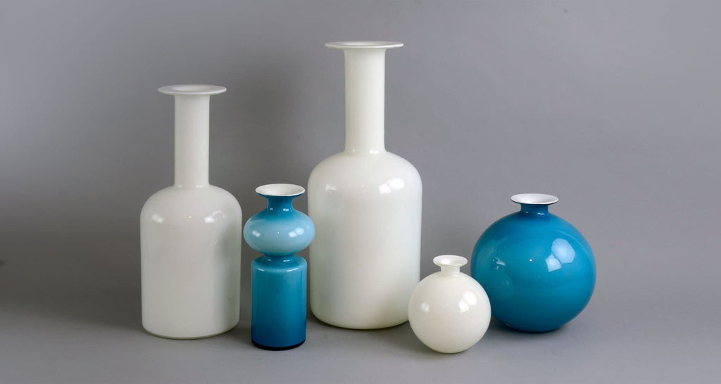 White glass bottle vase by Otto Brauer for Holmegaard B3826 - Freeforms