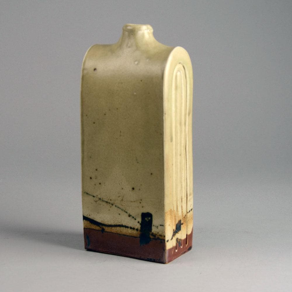 Wilhelm and Elly Kuch, bottle vase with brown and cream glaze D6376 - Freeforms