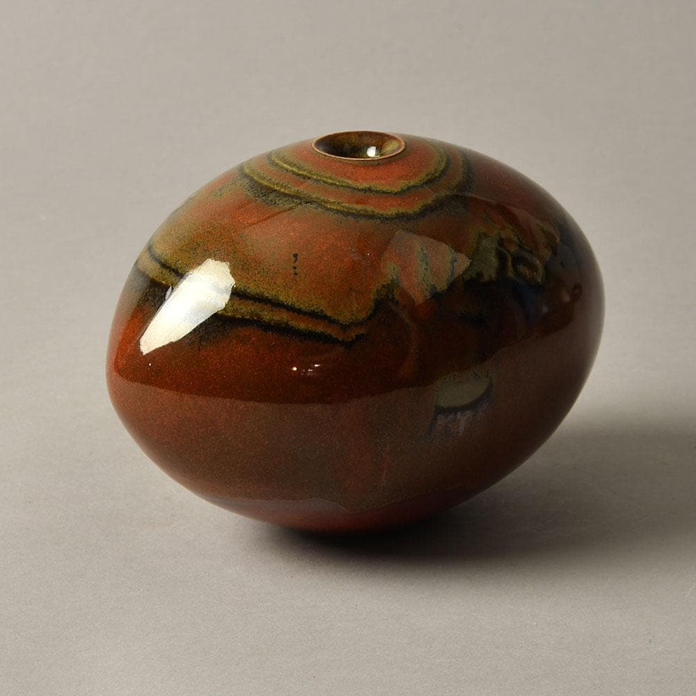 Wilhelm and Elly Kuch, Germany, stoneware vase with glossy brick-red glaze G9112 - Freeforms