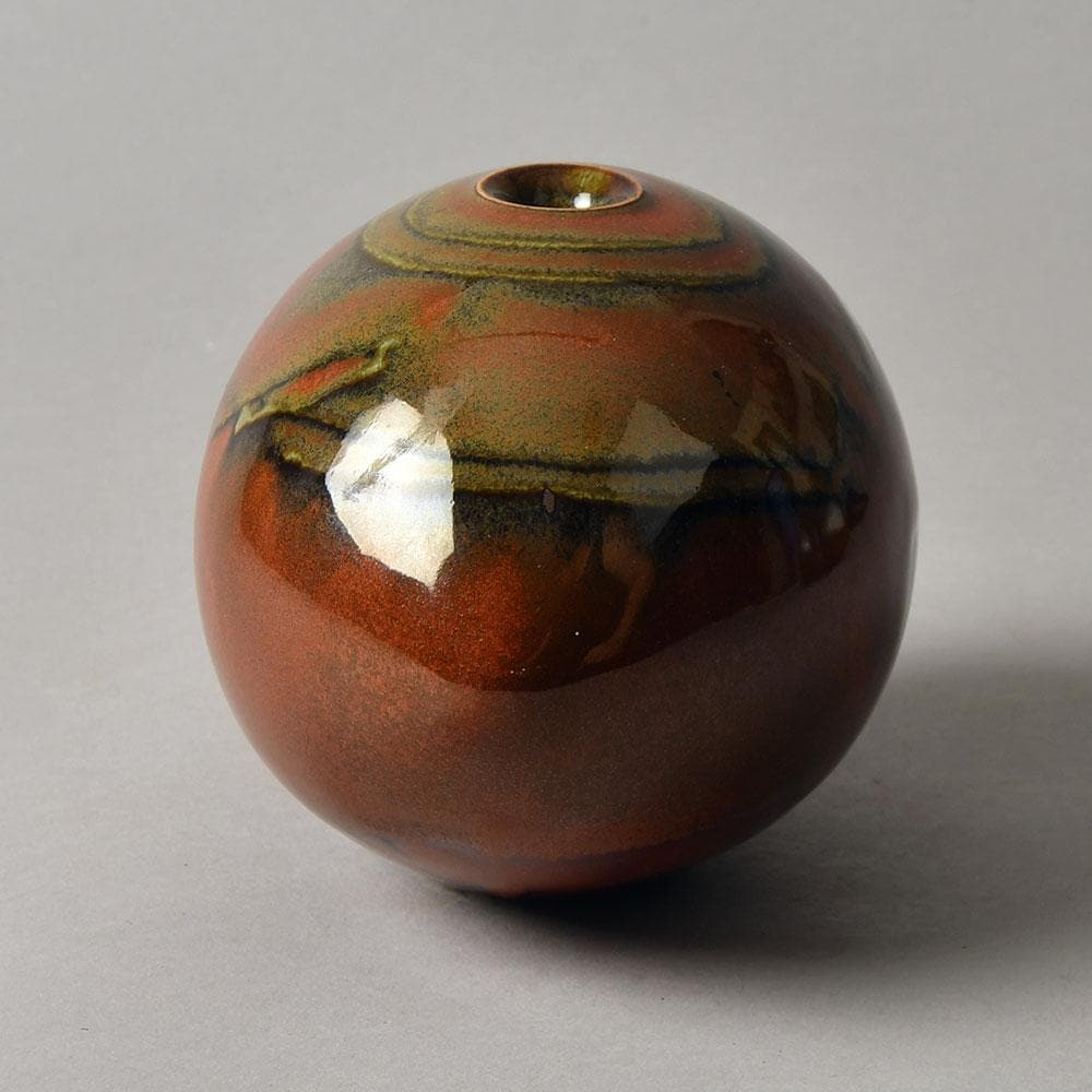 Wilhelm and Elly Kuch, Germany, stoneware vase with glossy brick-red glaze G9112 - Freeforms