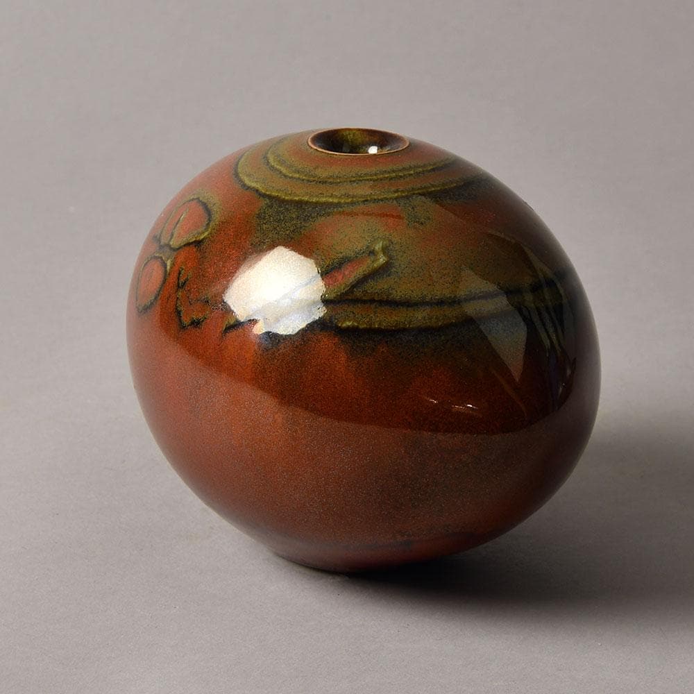 Wilhelm and Elly Kuch, Germany, stoneware vase with glossy brick-red glaze G9112 - Freeforms
