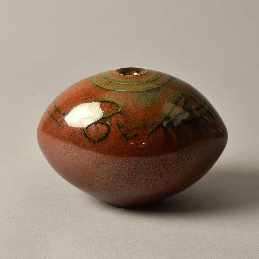 Wilhelm and Elly Kuch, Germany, stoneware vase with glossy brick-red glaze G9112 - Freeforms