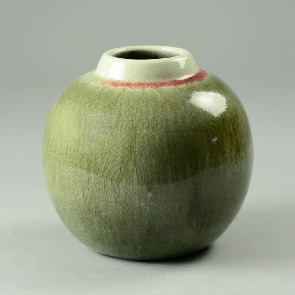Wilhelm and Elly Kuch, stoneware spherical vase with celadon glaze C5328 - Freeforms