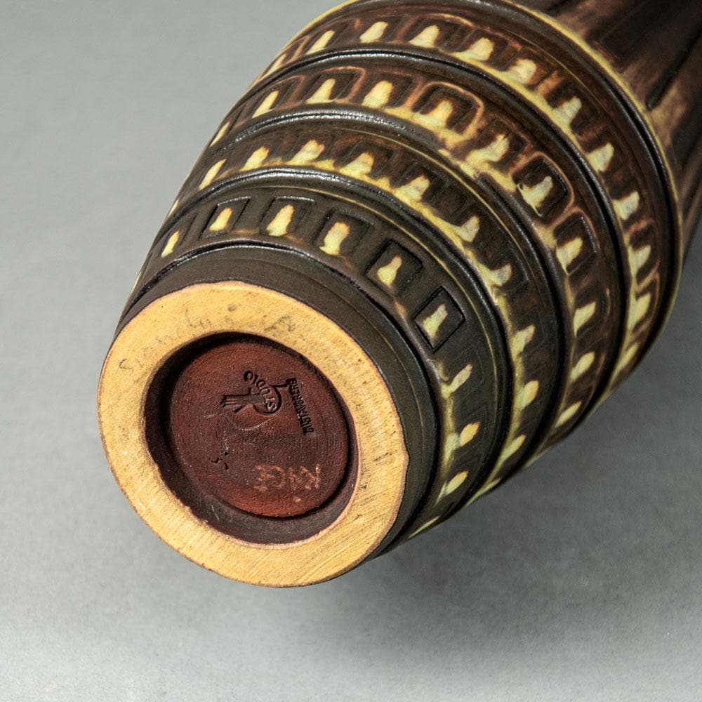 Wilhelm Kåge for Gustavsberg "Farsta" vase with brown and yellow ochre glaze G9218 - Freeforms