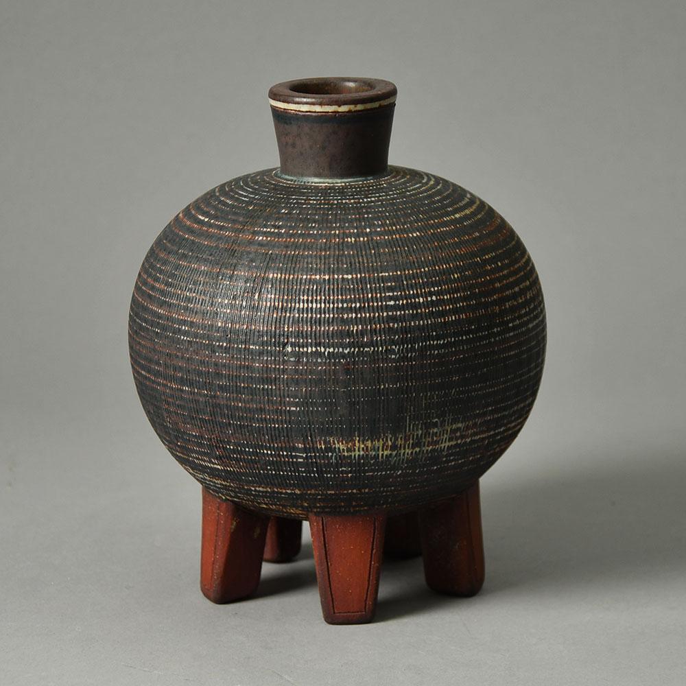 Wilhelm Kåge for Gustavsberg "Farsta" vase with line pattern to body G9217 - Freeforms