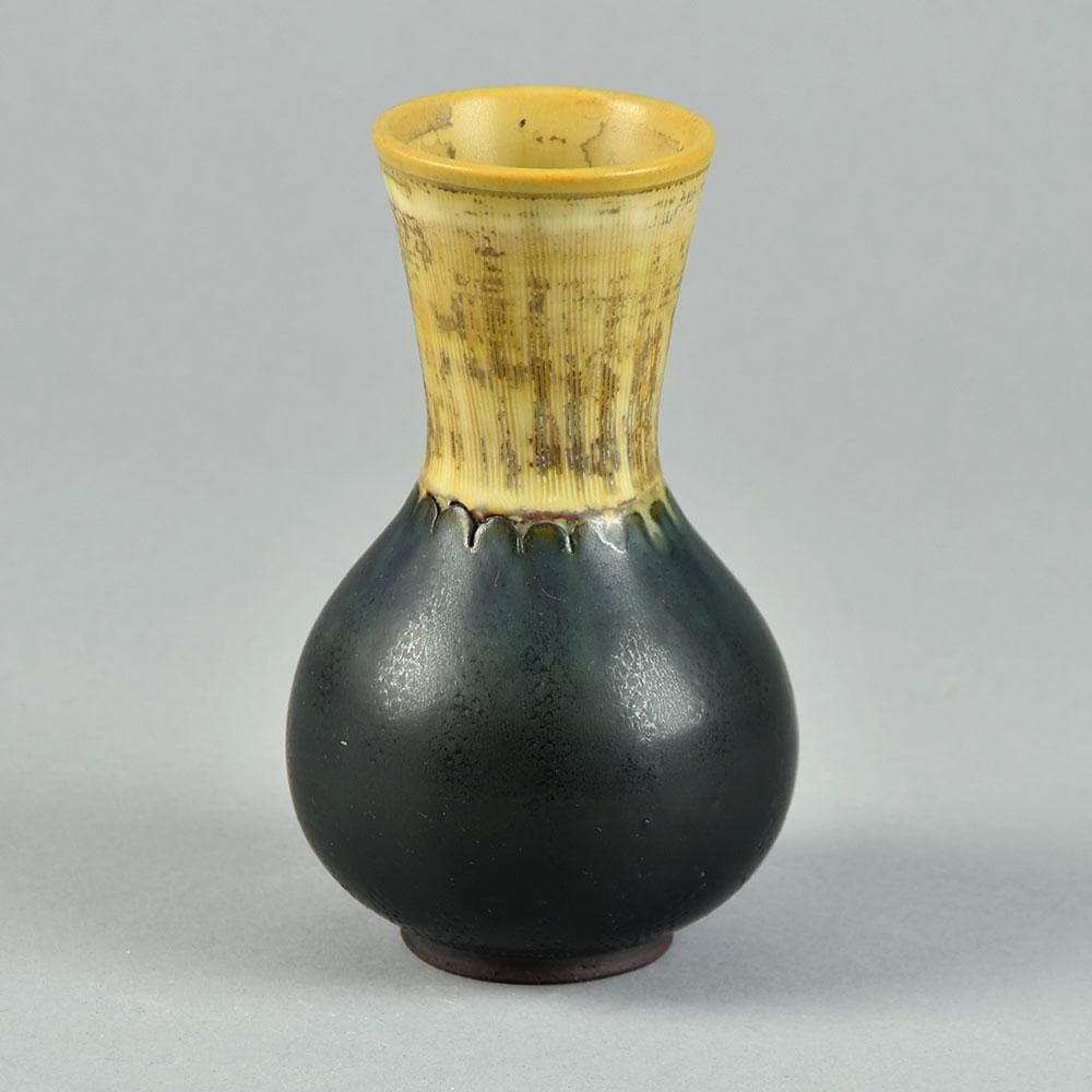 Wilhelm Kåge for Gustavsberg "Farsta" vase with yellow ochre and black glaze G9226 - Freeforms