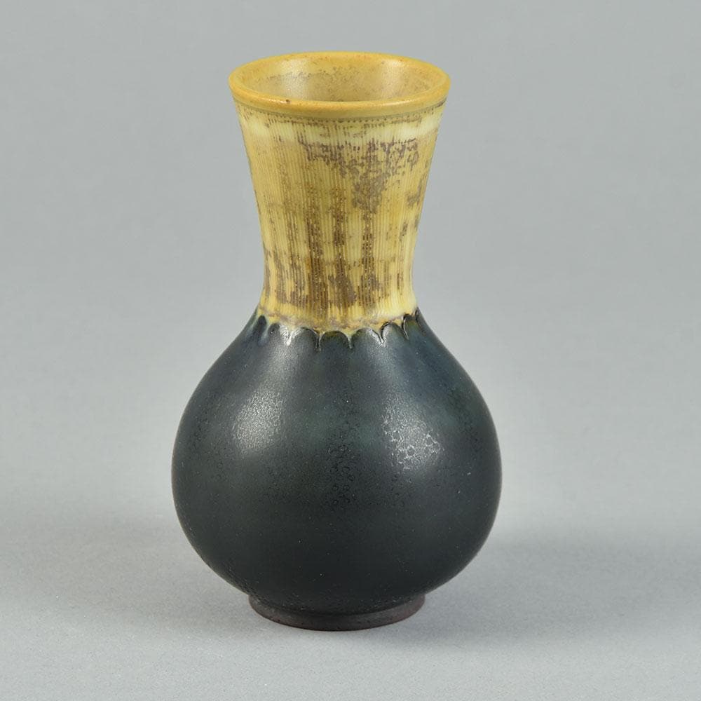 Wilhelm Kåge for Gustavsberg "Farsta" vase with yellow ochre and black glaze G9226 - Freeforms