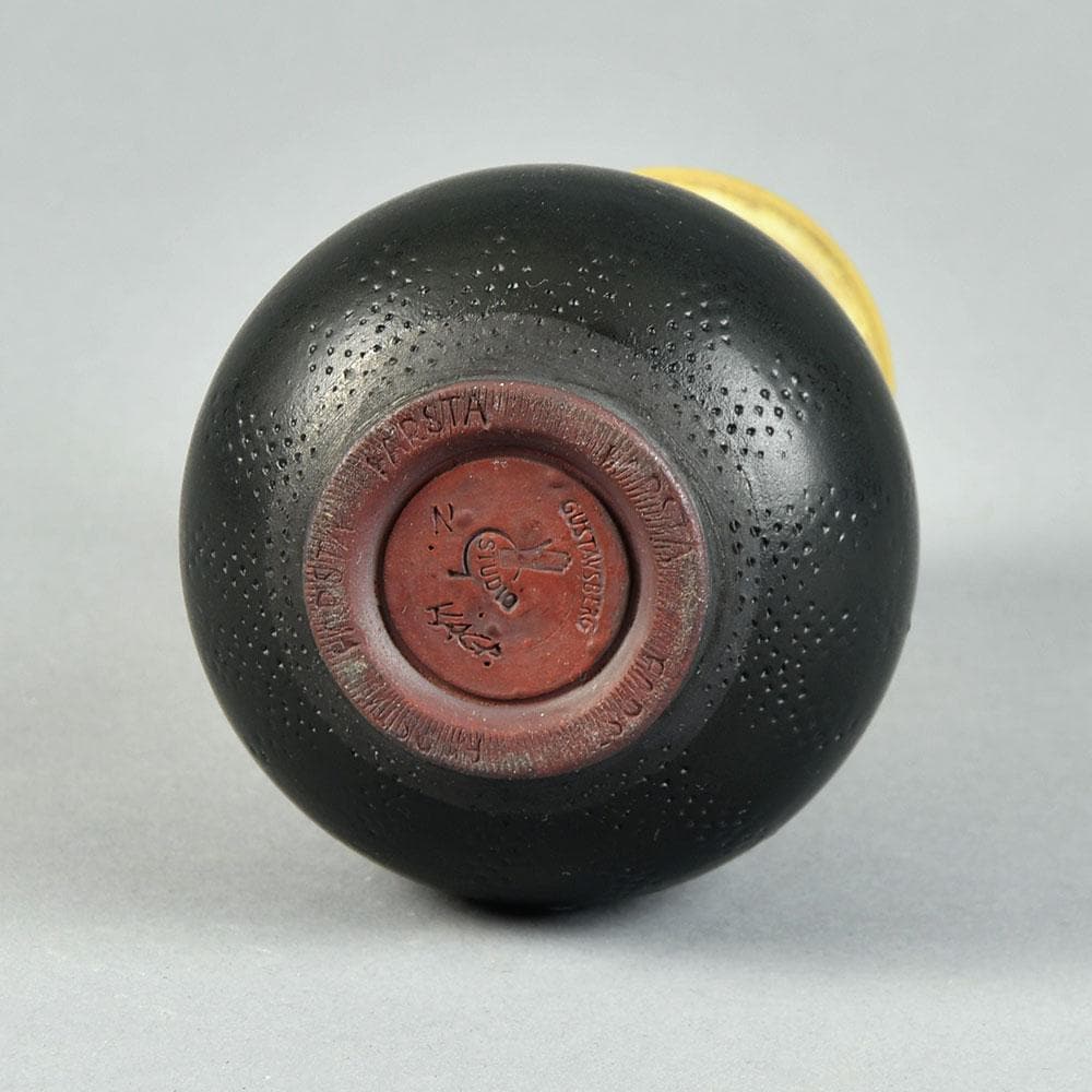 Wilhelm Kåge for Gustavsberg "Farsta" vase with yellow ochre and black glaze G9226 - Freeforms