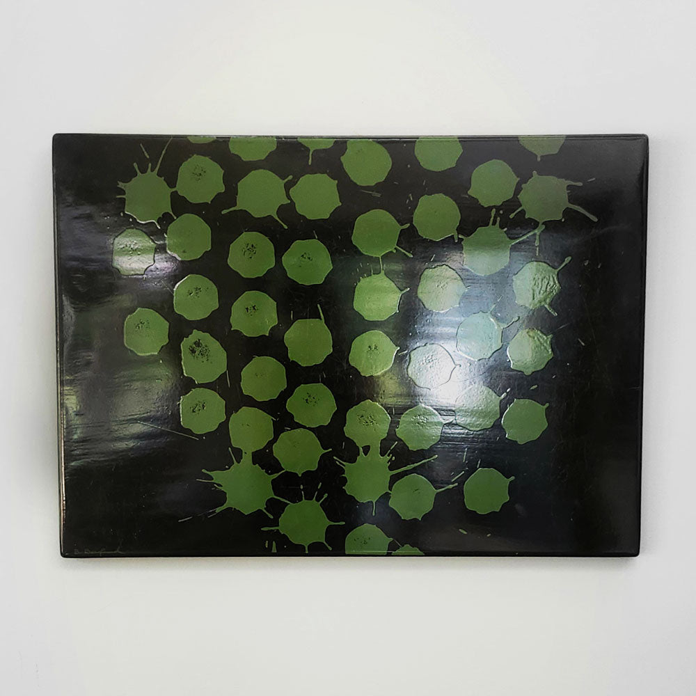 Bengt Berglund for Gustavsberg, Sweden, enamel wall hanging in green and black M4385