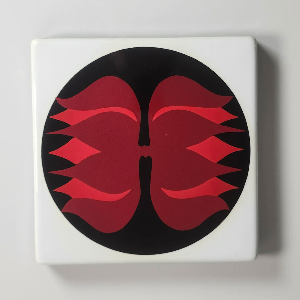 Bengt Berglund for Gustavsberg, enamel wall hanging in red, black and white M5399
