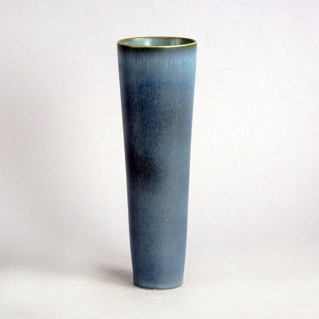 Carl Harry Stålhane for Rörstrand, Sweden, stoneware vase with matte blue gray glaze C5014