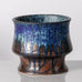 Liisa Hallamaa for Arabia, Finland, unique stoneware vase with dripping blue over brown glaze K2223