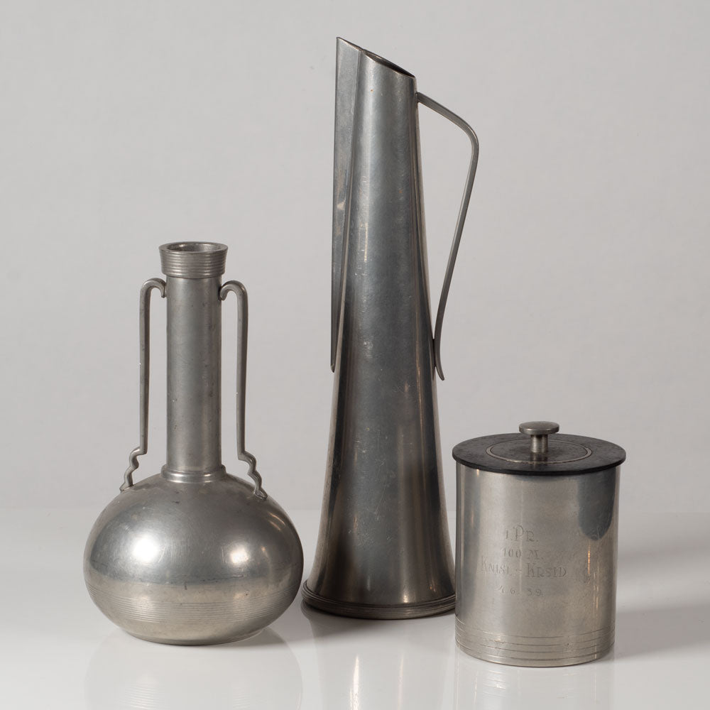 Group of three pewter objects by GAB Tenn, Sweden