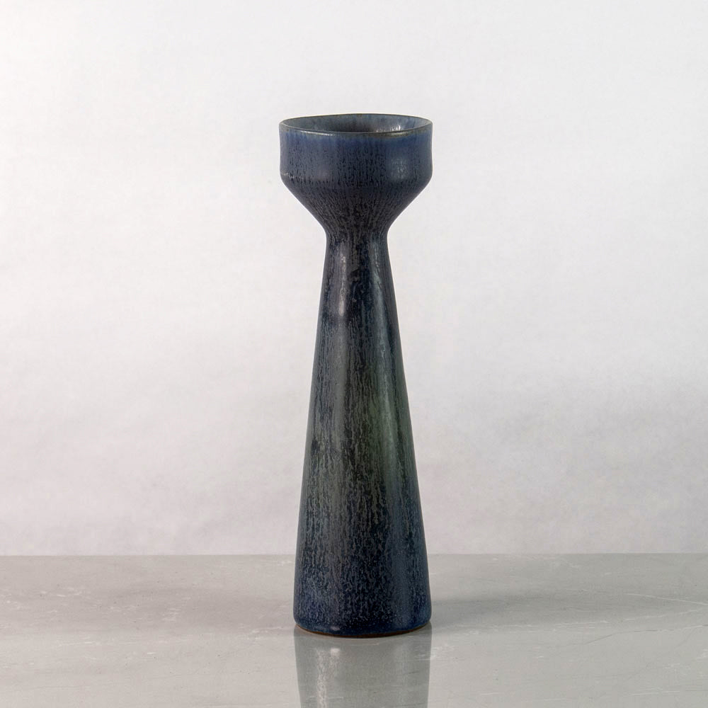 Carl Harry Stålhane for Rörstrand, Sweden, stoneware vase with blue haresfur glaze J1175