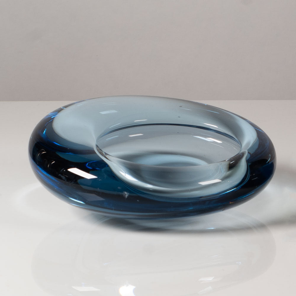 Per Lutken for Holmegaard, Denmark, shallow bowl in blue glass L3622