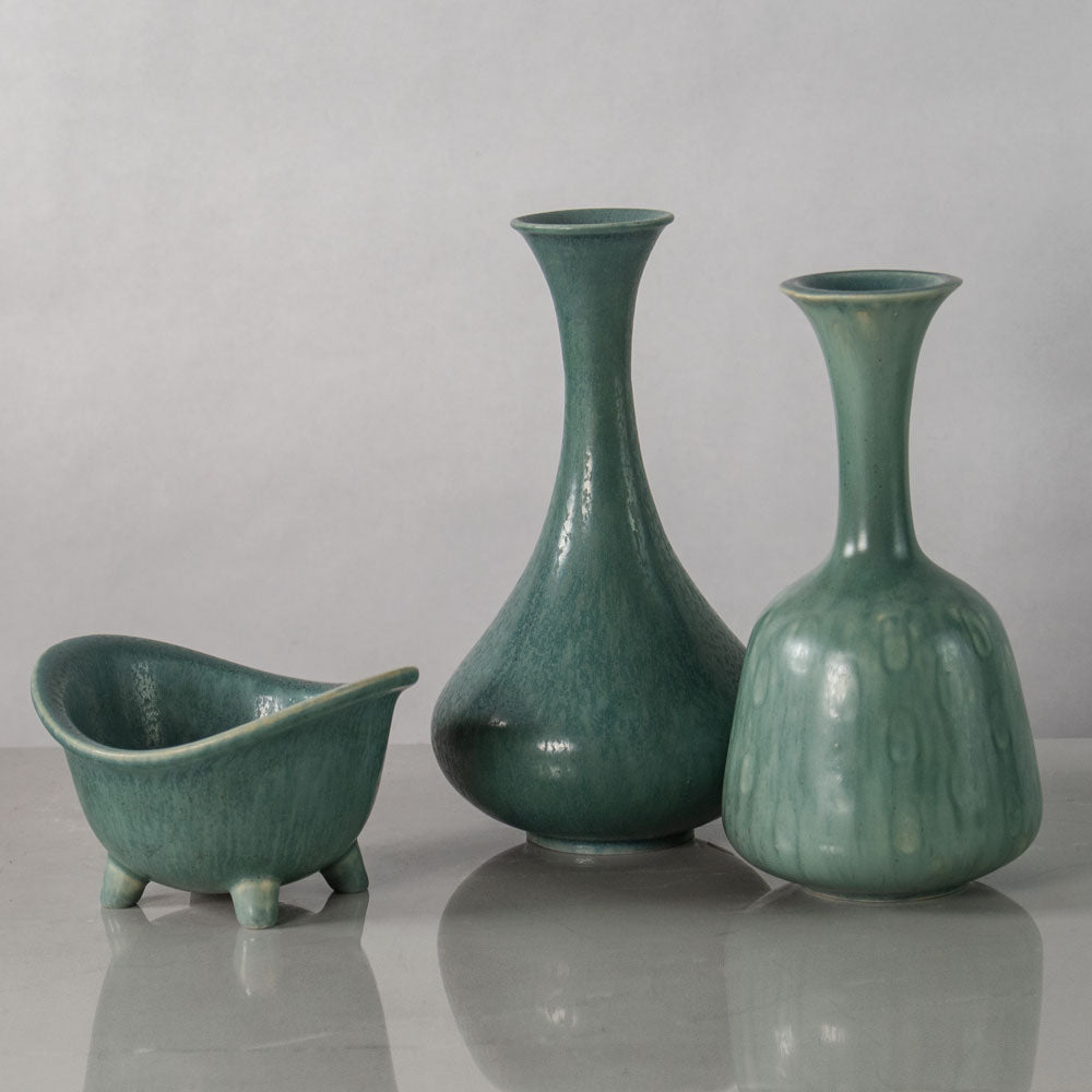 Group of vessels with green glaze Gunnar Nylund for Rörstrand, Sweden
