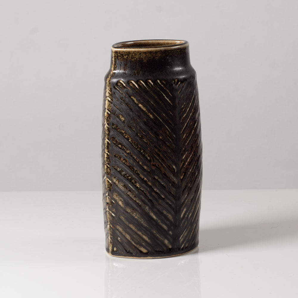 Carl Harry Stålhane for Rörstrand, Sweden, unique stoneware vase with brown glaze L3531