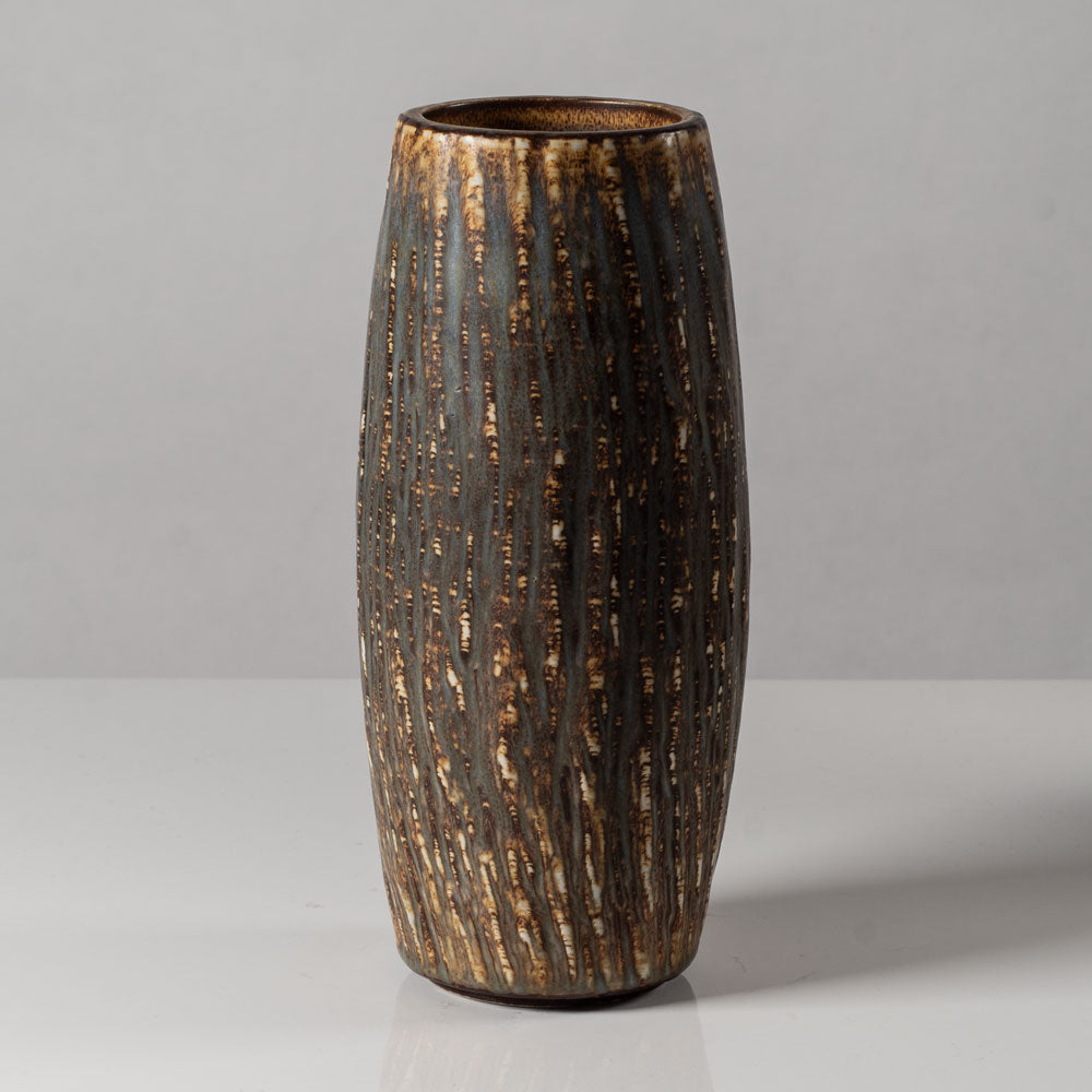 Gunnar Nylund for Rörstrand, Sweden, stoneware vase with matte streaky brown glaze K2427