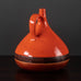 Bruno Gambone, Italy, stoneware handled vase with orange-red glaze K2029