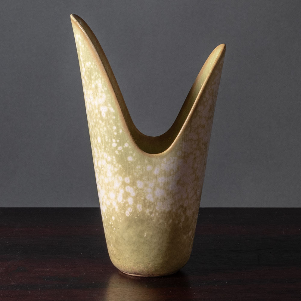 Gunnar Nylund for Rörstrand, Sweden, asymmetrical vase with yellow glaze J1374
