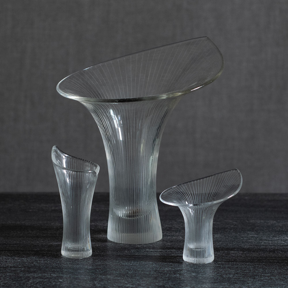 Three engraved Chanterelle vases by Tapio Wirkkala for Iittala