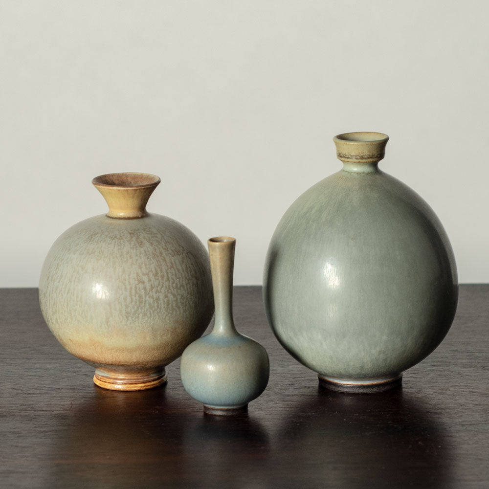 Group of vases with gray glaze by Berndt Friberg for Gustavsberg, Sweden