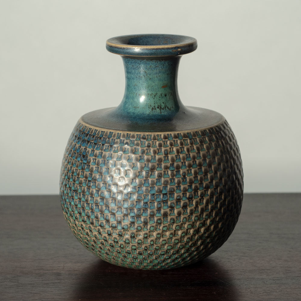 Stig Lindberg  for Gustavsberg, unique stoneware vase with turquoise glaze J1700