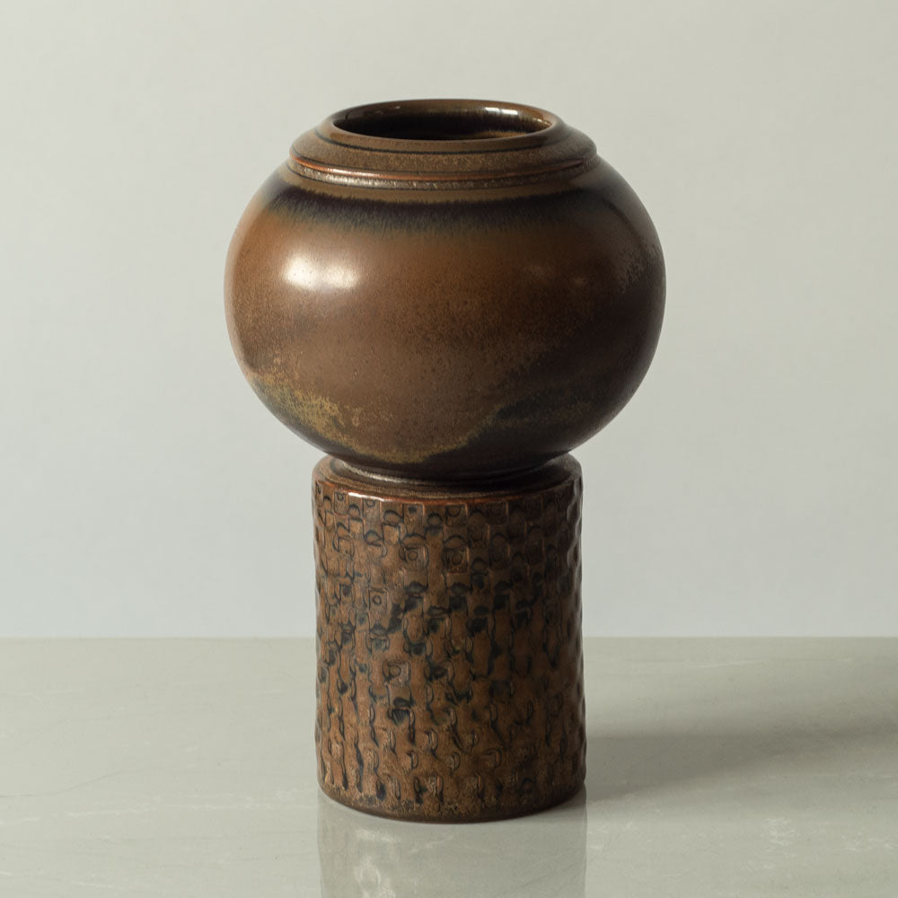 Stig Lindberg  for Gustavsberg, unique stoneware vase with brown matte and black glaze K2036