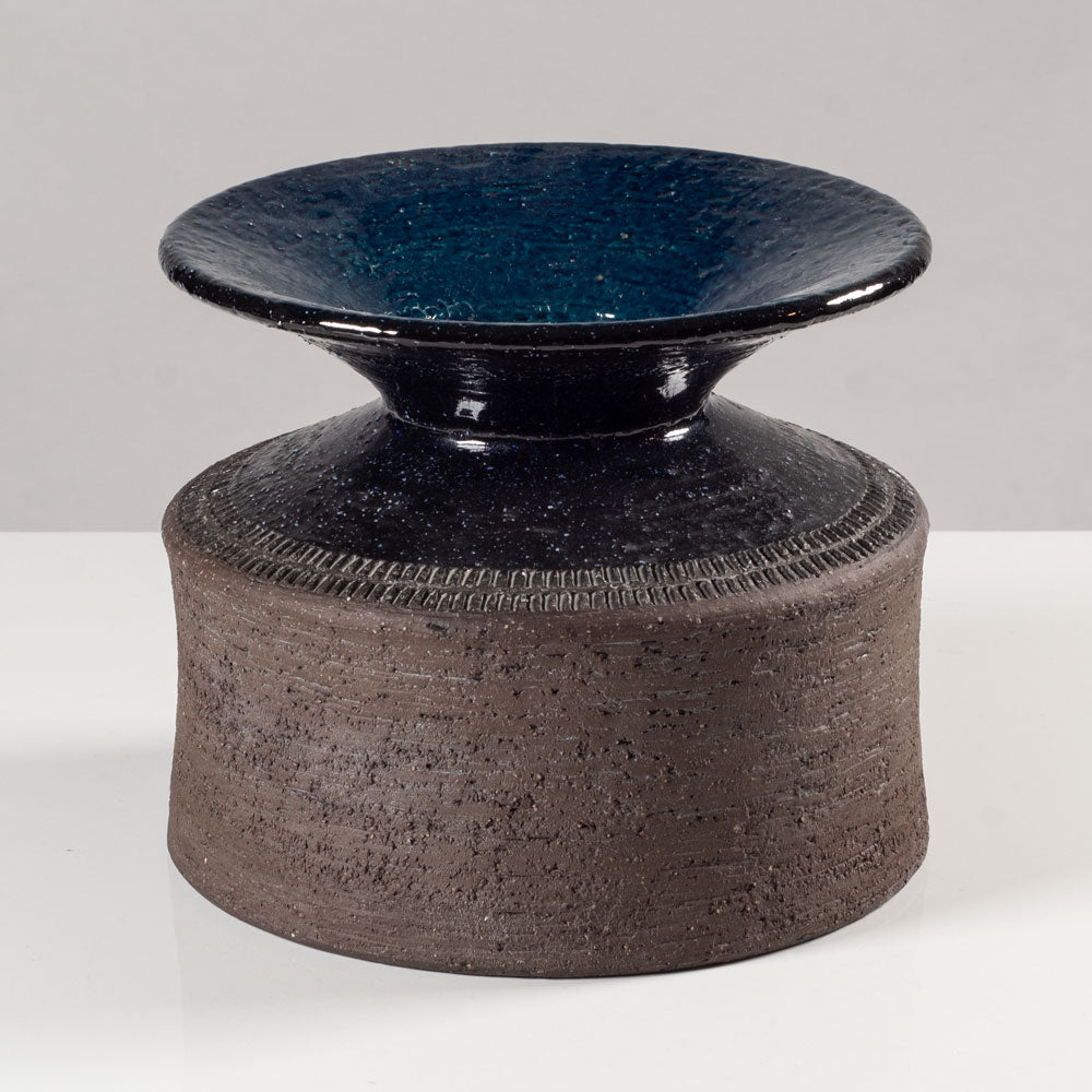 Inger Persson for Rörstrand, Sweden, stoneware vase partially glazed with blue glaze K2638