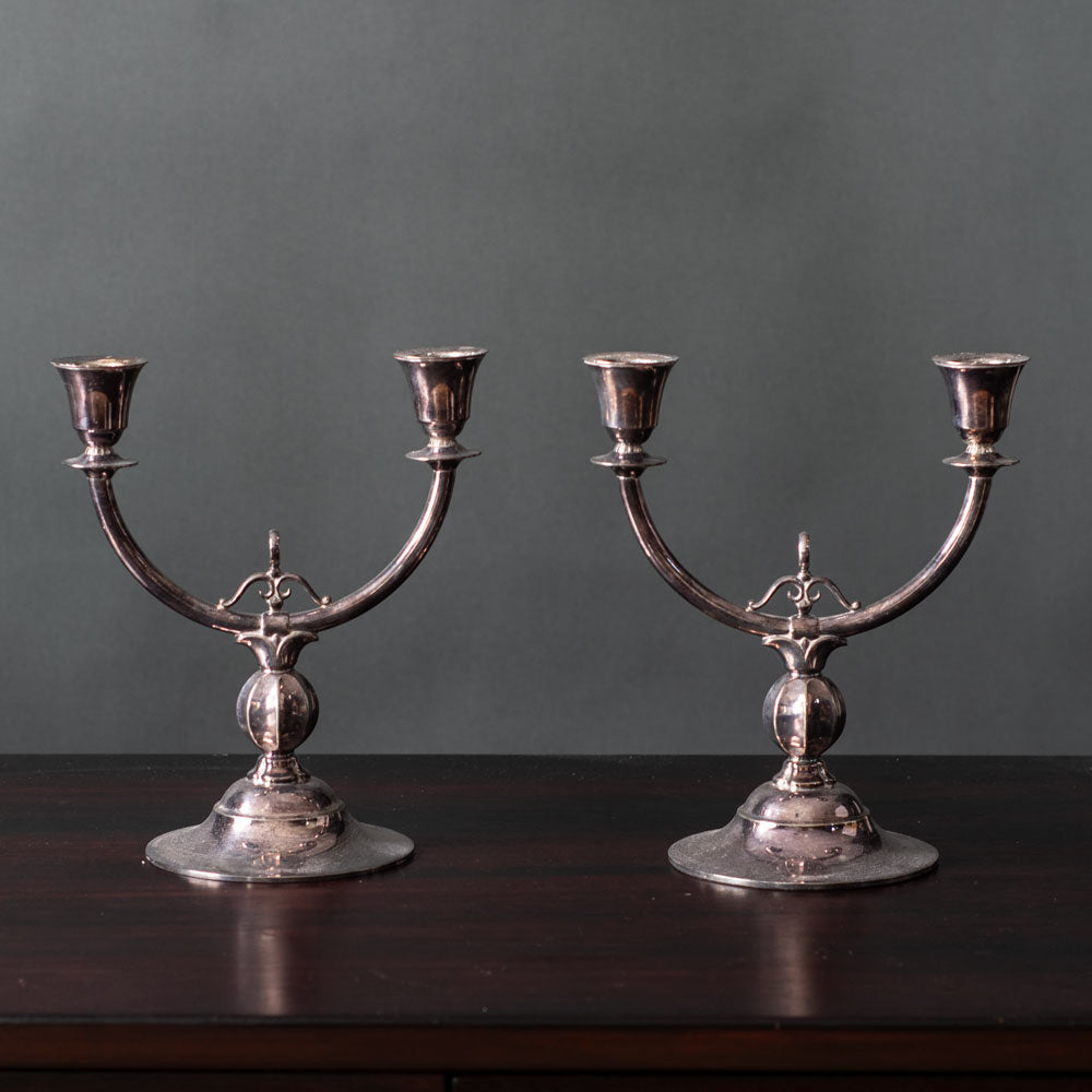 GAB, Sweden, pair of silver electroplate candelabras J1728