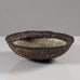 Deirdre Burnett, own studio, UK, unique stoneware bowl with brown, cream and blue volcanic glaze K2172