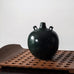 Japanese bronze vase with green patina and bird handles J1653