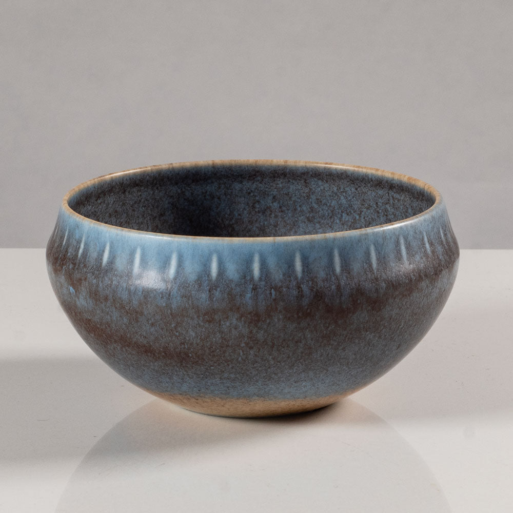 Gunnar Nylund for Rörstrand, Sweden, ceramic bowl with blue and brown glaze L3813