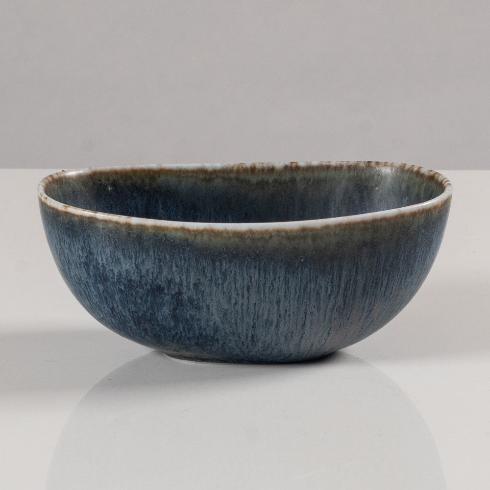 Carl Harry Stålhane for Rörstrand, Sweden, stoneware bowl with mottled blue glaze L3850