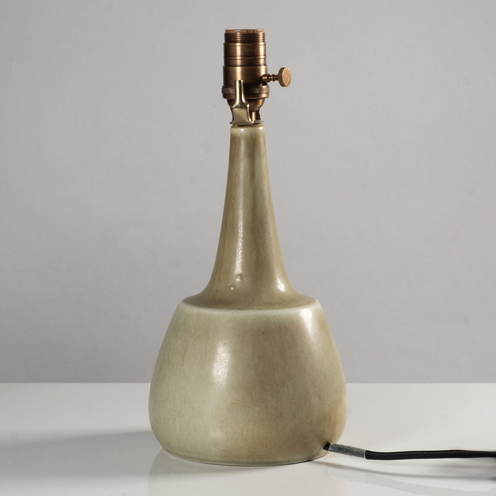Palshus, Denmark, stoneware lamp with pale olive glaze L3875