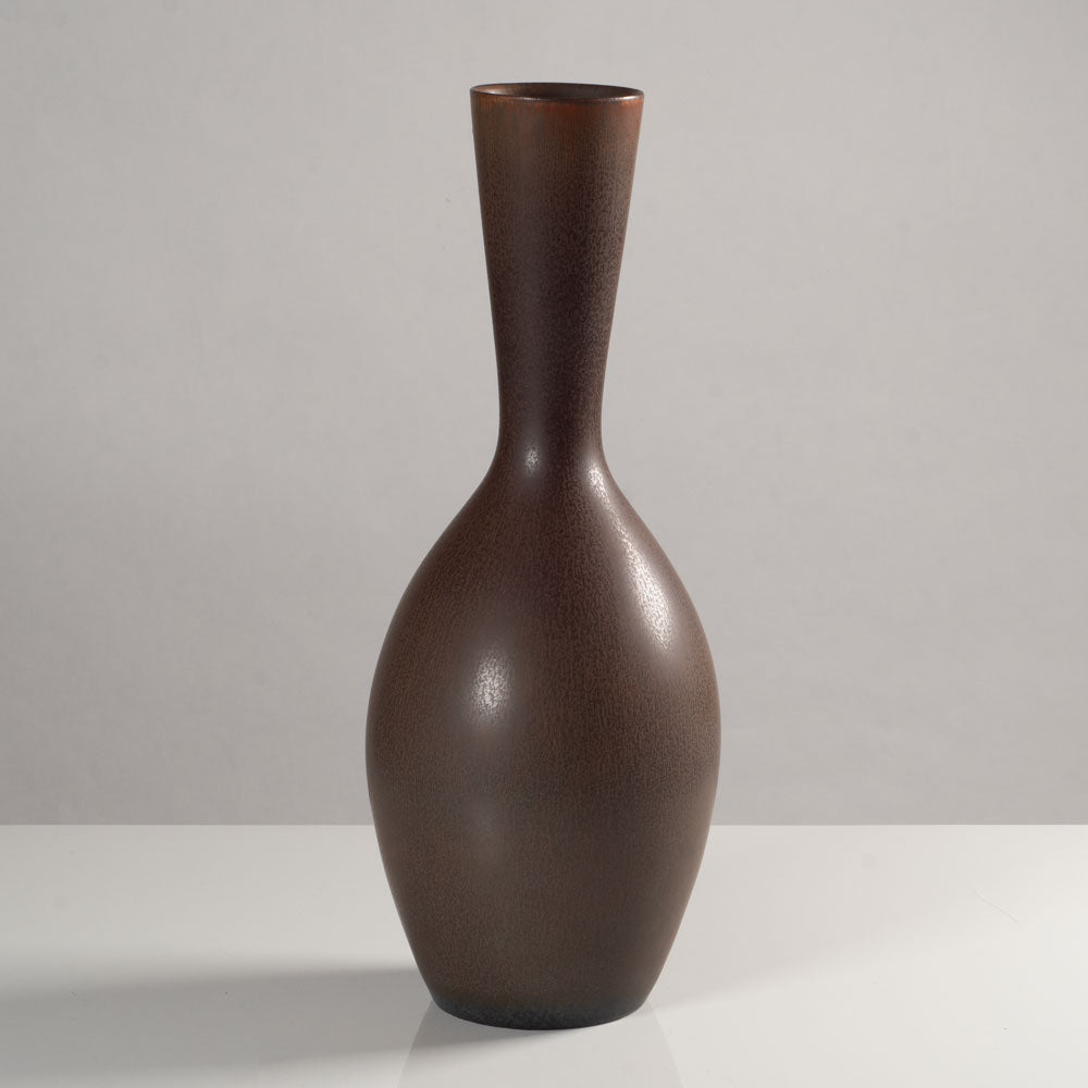 Carl Harry Stalhane for Rorstrand, Sweden, large stoneware vase with brown haresfur glaze L3588