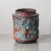 Lis Ehrenreich, own studio, Denmark, unique stoneware vase with red and blue volcanic glaze K2052