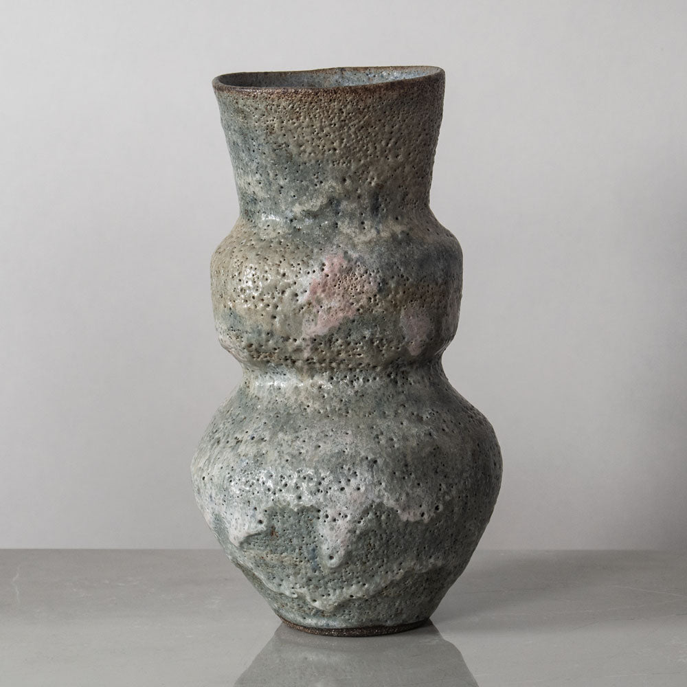 Lucie Rie vase with pale gray volcanic glaze J1760